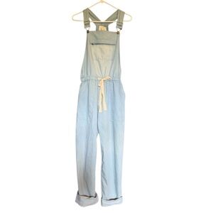 True Style Jumpsuit Light Blue Denim W Tie Waist Relaxed Fit Beach Summer ⭐️